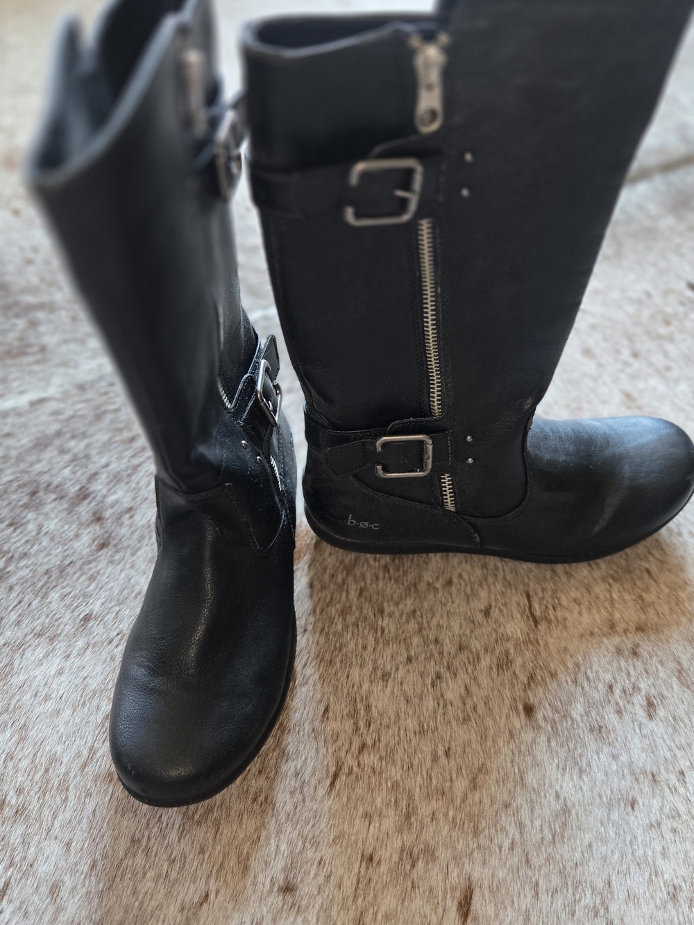 b.o.c. Black Tall Buckle & Zip Riding Boots